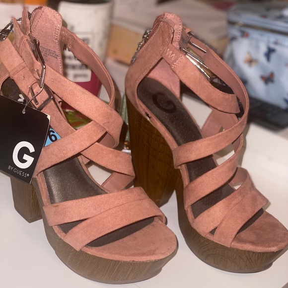 Pink Guess Wedge Sandals - Picture 1 of 3